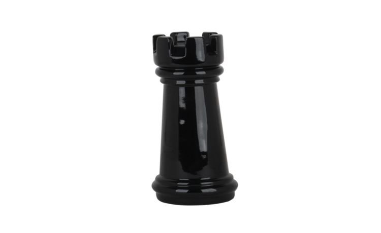 Scacco Torre oggetto decorativo nero H25 cm