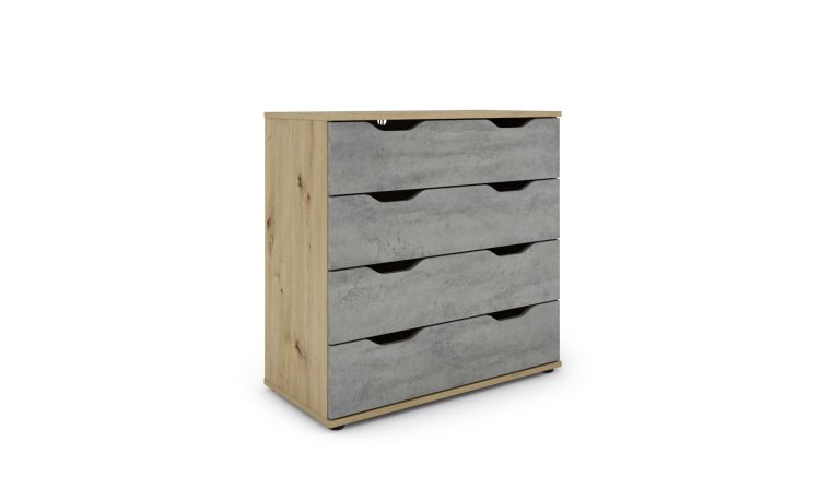 Dora como&#039; 4 cassetti rovere artisan e beton--Grigio-Pannello melaminico-78