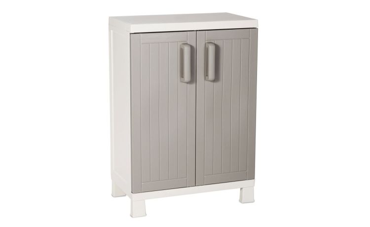 Wood armadio 2 ante e 2 ripiani h93 cm--Grigio-Polipropilene-93 cmx65 cm