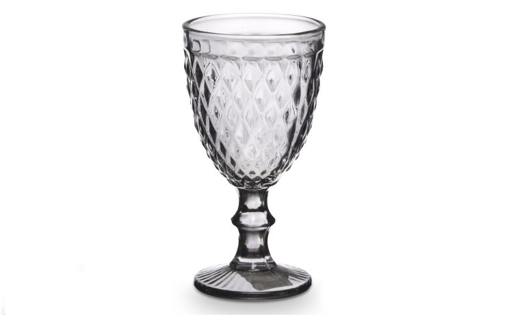 Diamante calice in vetro grigio 330 ml