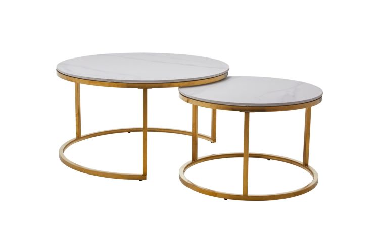 Tao set tavolini tondi oro--Oro-Pietra