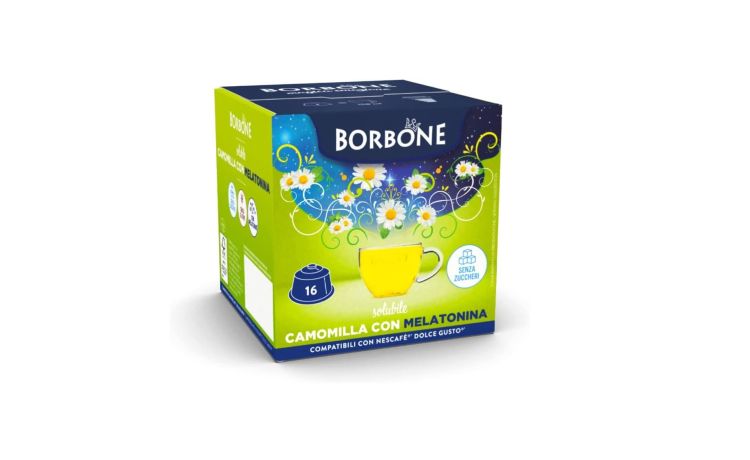 Borbone Bevanda solubile Camomilla e Melatonina-16 caspule compatibili con macchine a marchio Nescafè Dolce Gusto
