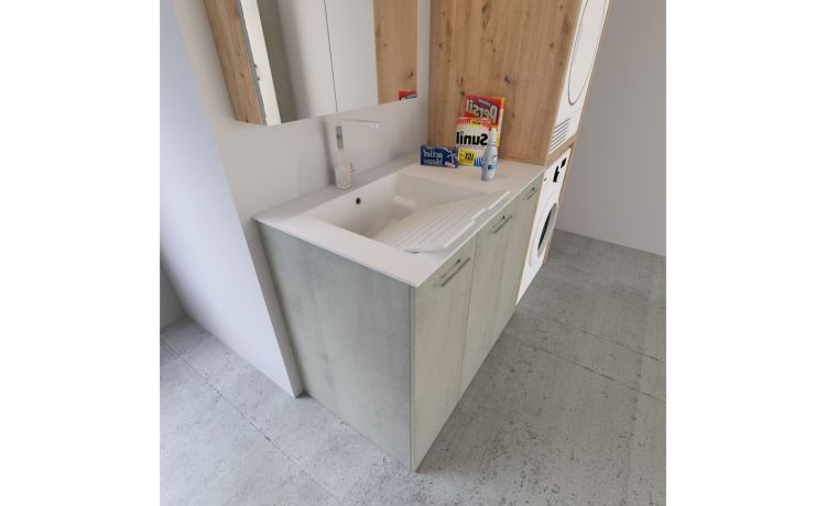 Asse per lavabo lavanderia in solid surface--Legno naturale--1 cmx46
