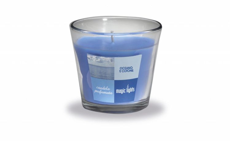 Polly candela aromatica oceano e cotone- -Azzurro-Cera
