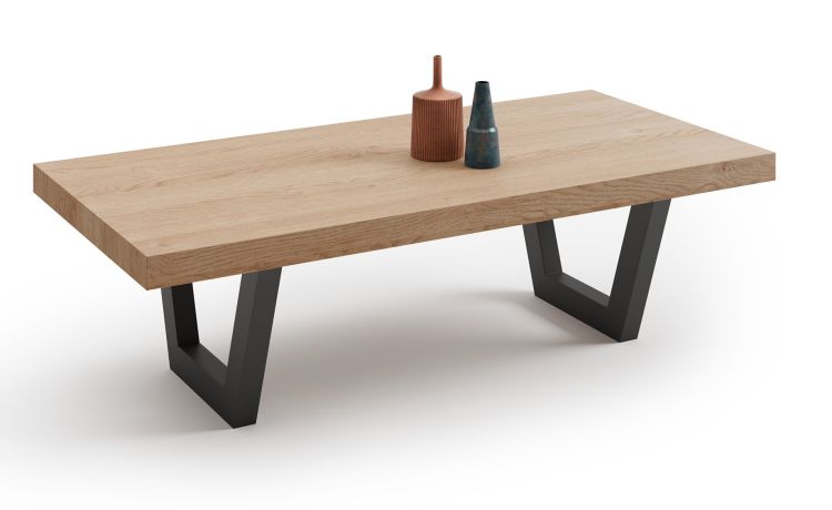 Ariel tavolino rettangolare rovere nodato --Legno-Nobiliato-35 cmx120 cm