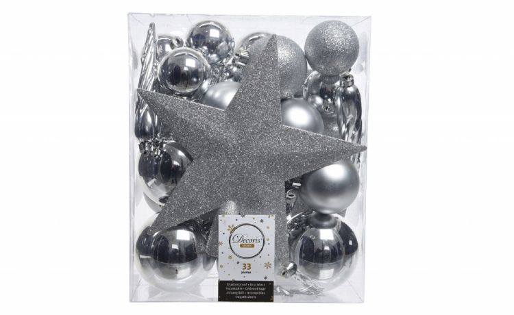 Silver set 33 decorazioni natalizie argento- -Argento