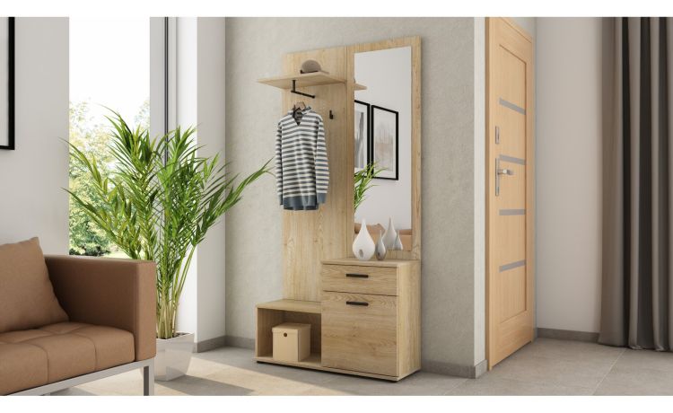 Crema mobile ingresso rovere chiaro --Legno chiaro-Pannello melaminico-179