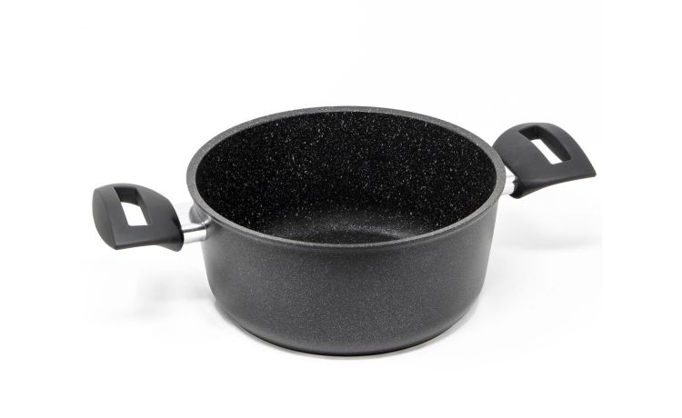 Italiadoro casseruola 2 manici per induzione Ø20 cm-antiaderente-Nero-Acciaio