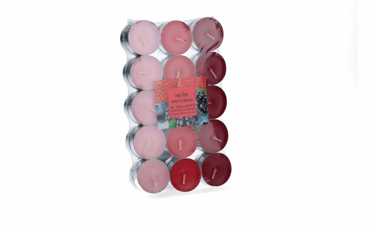 Tea Lights set 30 candele frutti rossi- -Rosso-Alluminio-2 cmx11 cm