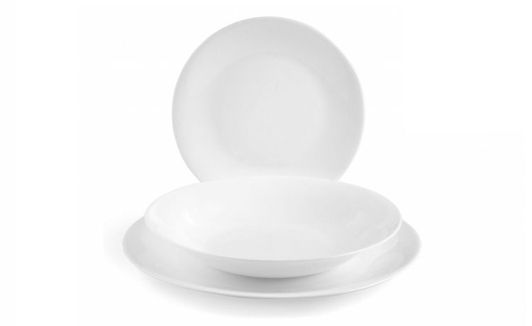 White Moon set piatti 18 pezzi bianco- -Bianco-Vetro