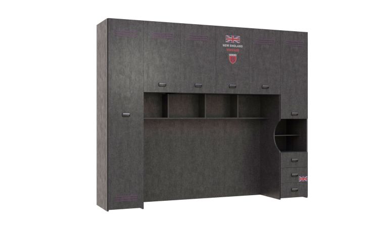 Street Ponte 6 ante a destra con libreria grigio scuro-Con 3 cassetti