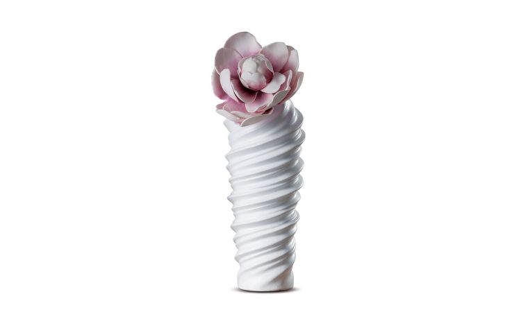 Polka vaso a spirale H32 cm in ceramica bianca- -Bianco-Ceramica