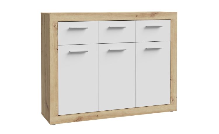 Asti madia 3 ante, 3 cassetti in rovere artisan e bianco opaco
