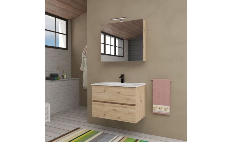 Cleo base sospesa 2 cassetti rovere