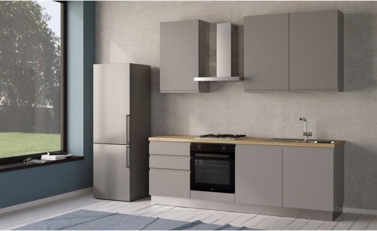 Iris cucina 240 cm colore grigio chiaro-2 elettrodomestici--Melaminico