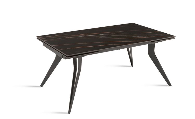 Galileo tavolo allungabile nero-Con piano in marmo-Nero-Pietra-75 cmx160 cm