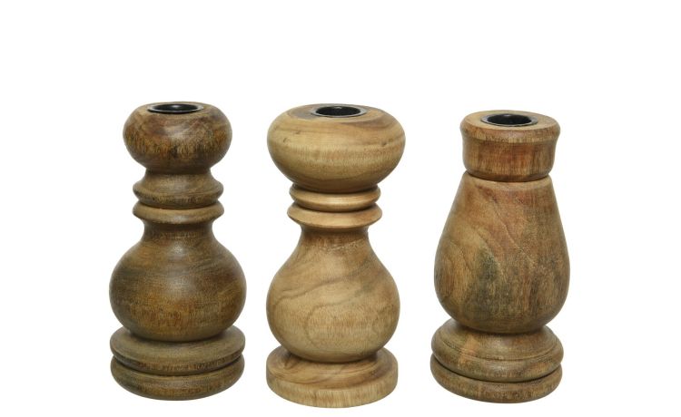 Alma portacandela in legno h15 cm- -Legno naturale-Legno
