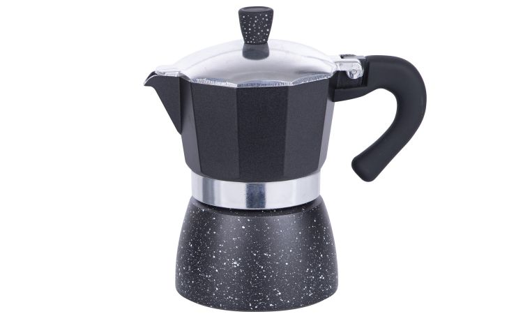 Aluminum caffettiera 3 tazze- -Nero-Alluminio