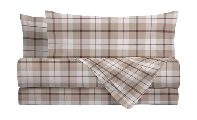 Chardonnay copripiumino matrimoniale tartan ruggine