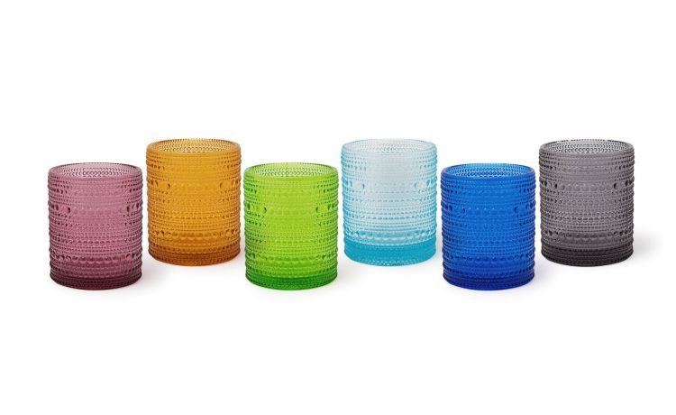 Aurora set 6 bicchieri in vetro colorato 300 ml- -Multicolore-Vetro