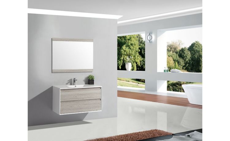 Fara mobile bagno con specchio rovere grigio--Grigio