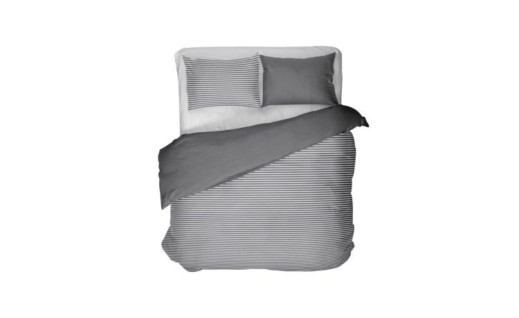Stripes copripiumino piazza e mezza percalle grigio- --100% Cotone-Piazza e mezza