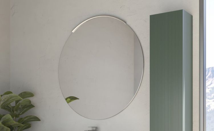 Specchio filo lucido tondo Ø90 cm-Specchiera-Grigio-Vetro