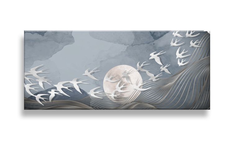 Swallow Flight canvas moderno 52x122 cm--Grigio-Canvas-52 cmx122 cm