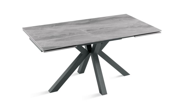 Petra tavolo allungabile antracite/marmo grigio lucido--Grigio-Pietra-74 cmx160 cm