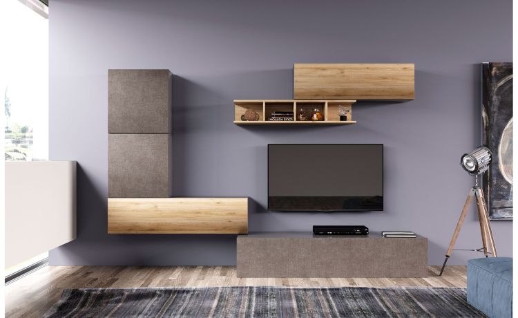 Gilda parete soggiorno 310 cm rovere cadiz e portland-Larghezza 310