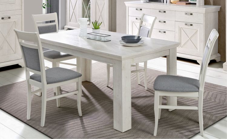 Nizza tavolo allungabile in laminato bianco--Legno bianco-Laminato-75 cmx160 cm