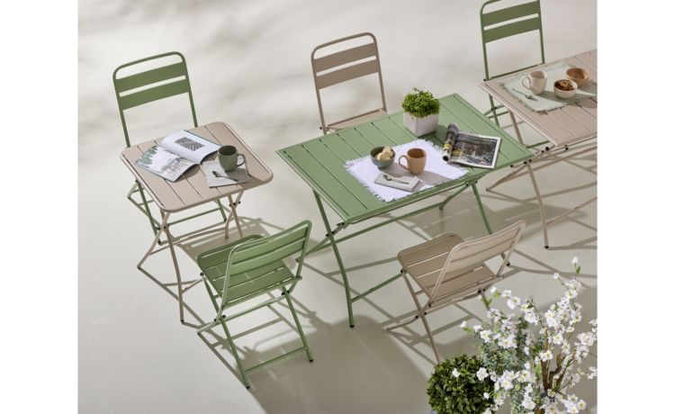 Levanto tavolo rettangolare in ferro crema 110x70 cm -Pieghevole-Beige-Ferro-73 cmx110 cm
