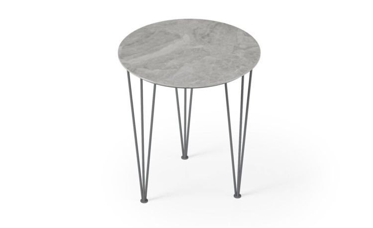 Charme tavolino Dallia in gres porcellanato grey lucido h52 cm--Grigio-Gres