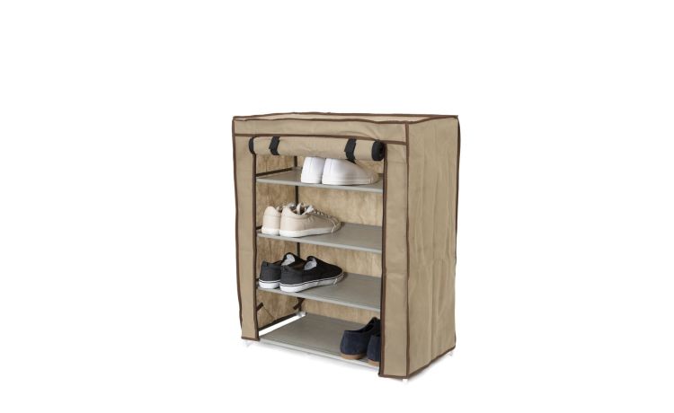 Oxford scarpiera in kit 4 ripiani con cover- -Tortora-Plastica-72 cmx59 cm