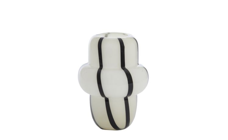 Ylien vaso in vetro crema e nero h26 cm--Nero-Vetro