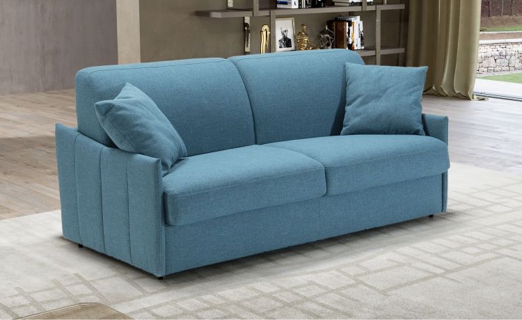 Ada divano letto 3 posti maxi blu-Materasso L160xP195 cm-Blu-Tessuto-160 x 195 cm