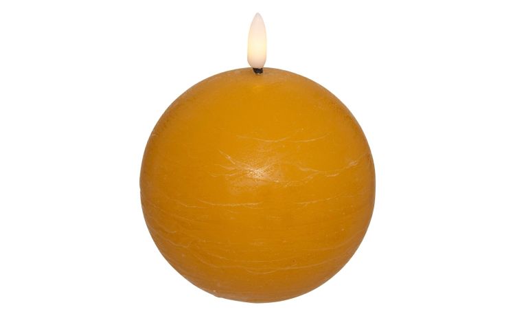 Canadela tonda in cera con fiamma led gialla Ø10 cm--Giallo-Cera