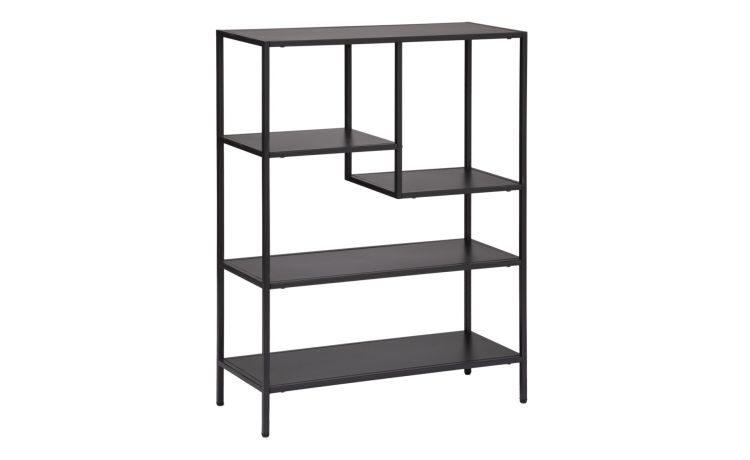 Scaffale 5 ripiani nero 75x30x100h cm--Nero-Acciaio-100